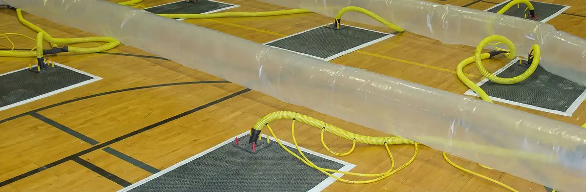water clean up drying system set up to remove moisture and prevent further damage in San Antonio, TX