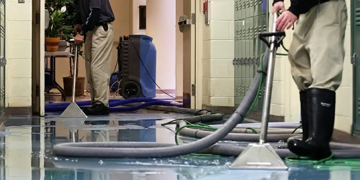 water damage restoration technicians performing professional water extraction inside a property in San Antonio, TX